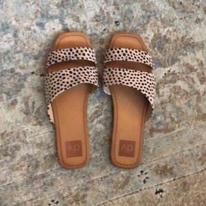 Leopard print slide sandals